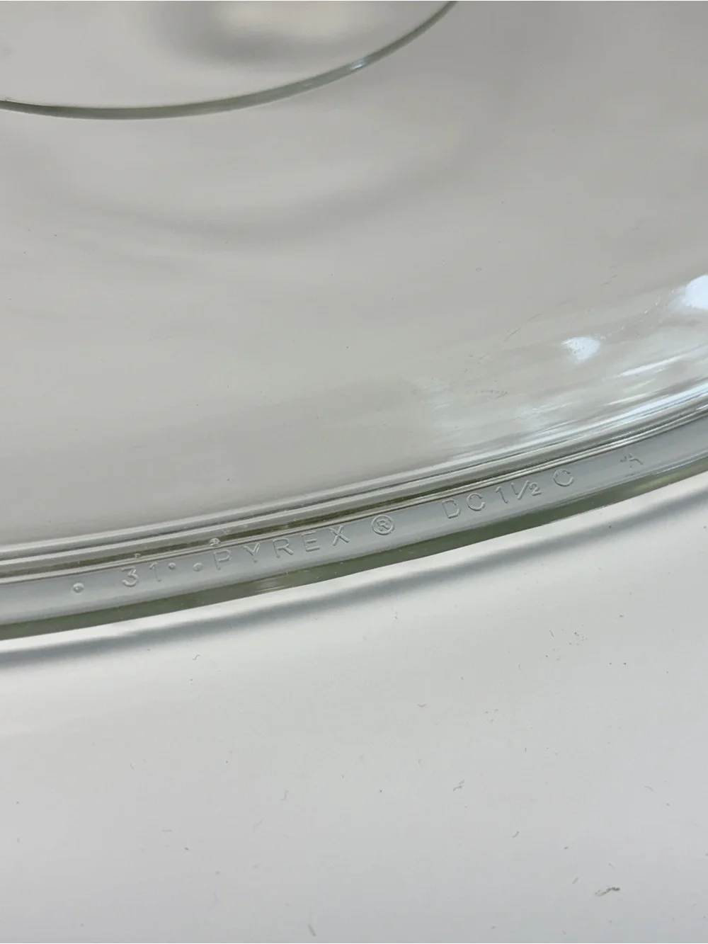 Pyrex DC 1 1/2 C A Clear Glass Oval Replacement Lid Rim Marked 32